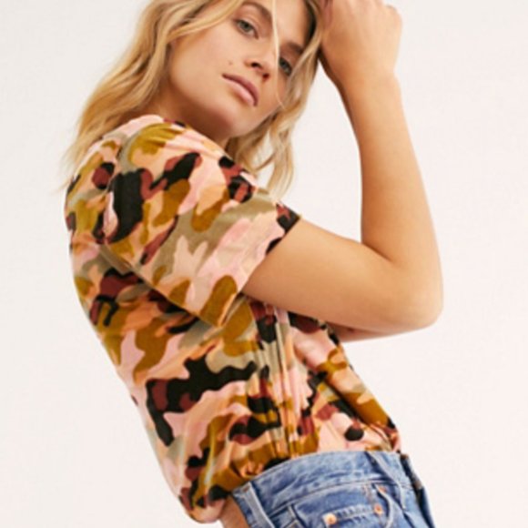 Free People Tops - Free People Teddy Velvet Tee Desert Combo